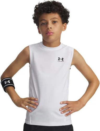 Vista 3 de Under Armour Camiseta sin mangas HeatGear Armour para niños Negro (001)/Blanco
