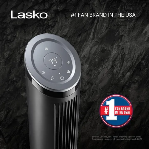 Vista 2 de Lasko Ventilador de torre Ascend con control remoto, ventiladores de piso de 36 pulgadas para dormitorio del hogar, flujo de aire de 29 pies/s