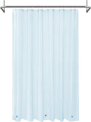 Vista 52 de Mrs Awesome - Forro de cortina de ducha azul marino con 3 imanes, cortina de ducha premium flexible y resistente de plástico para baño, ligera