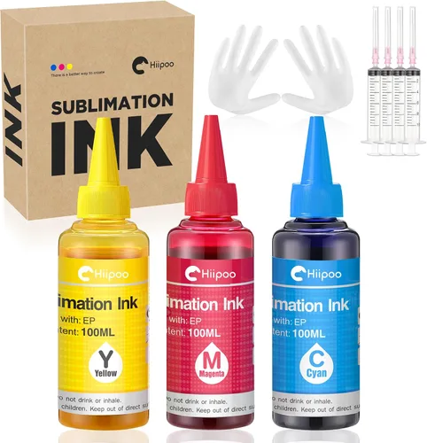 Hiipoo Botellas rellenas de tinta de sublimación con cinta térmica para impresoras de inyección de tinta ET2400 XP4105 XP4100 ET2720 ET2760 ET2750