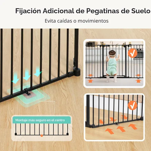 Vista 6 de COMOMY Puerta de bebé extra ancha de 80 pulgadas, puerta para perros para escaleras de casa, chimenea, puerta de mascotas de cierre automático