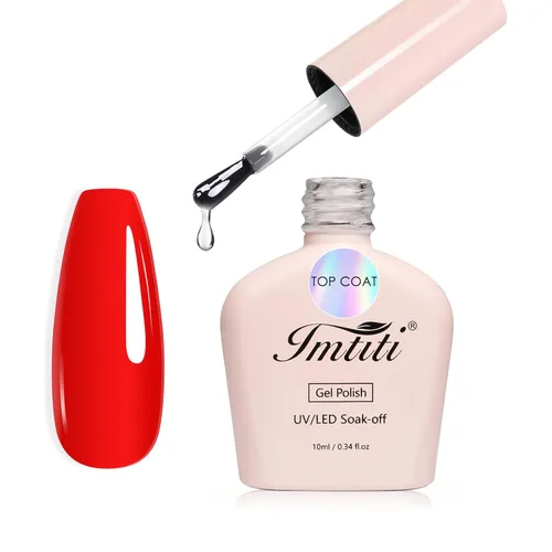 Imtiti Capa superior de esmalte de uñas de gel, acabado brillante que no se limpia de larga duración, 0.3 onzas líquidas, gel transparente UV LED