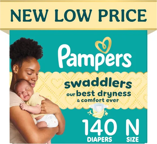 Vista 20 de Pampers Pañales Swaddlers, talla 4 (15-34 libras), 150 unidades, sin fragancia, hipoalergénicos, absorbentes, recomendados por pediatras, seguros