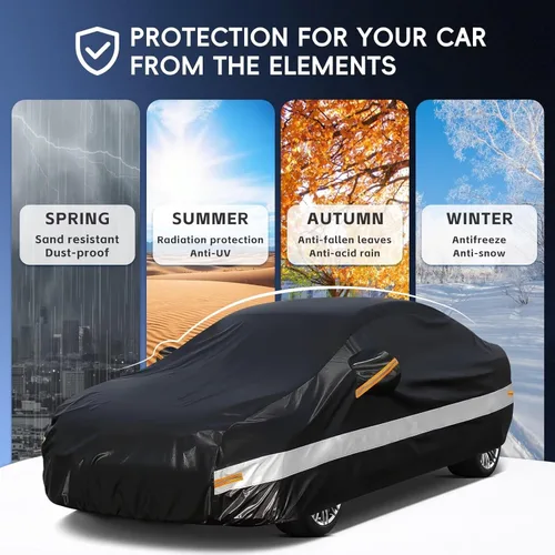 Vista 5 de Funda para automóvil sedán, ajuste personalizado para Cadillac CT5 2019-2025, 100% impermeable, transpirable, para exteriores, protección contra
