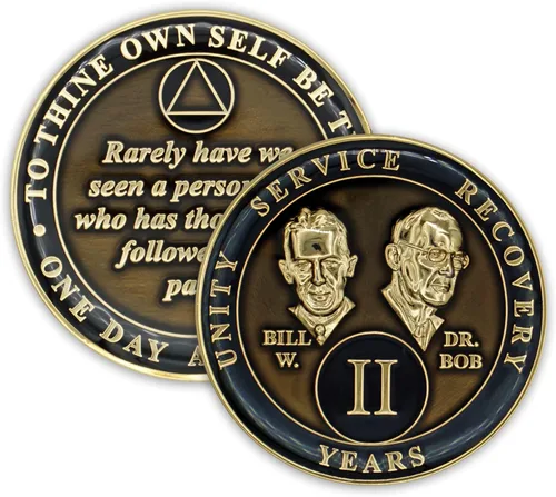 Moneda de sobriedad de 2 años | Chip AA Triplate Founders | Ficha de aniversario de celebración de recuperación | Regalo de alcohólicos anónimos