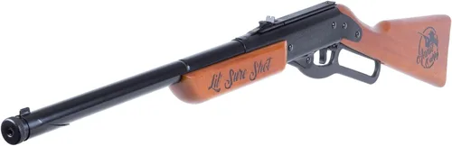 Vista 4 de Annie Oakley Lil Sure Shot - Rifle de aire con pistón de resorte de acción de palanca BB con culata de madera personalizada y en relieve