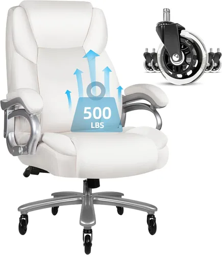 Vista 10 de VITESSE Silla de oficina grande y resistente de 600 libras con reposabrazos abatible, silla grande y alta con soporte lumbar ergonómico, silla