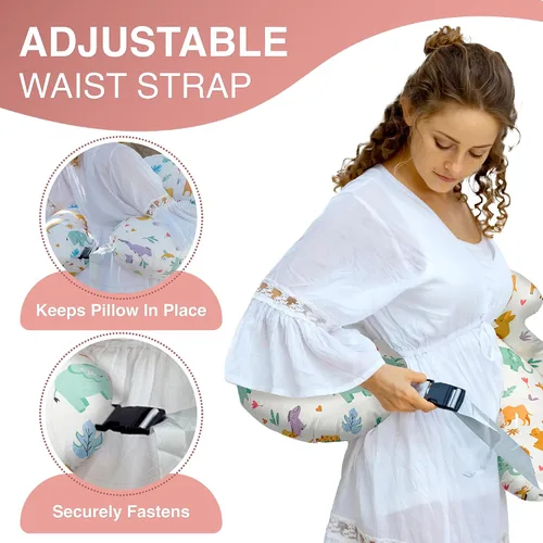 Vista 7 de Almohada de Lactancia PILLANI para Amamantar, Almohada de Pecho con Barrera de Seguridad para Mayor Comodidad, Registro de Bebé, Funda de Algodón