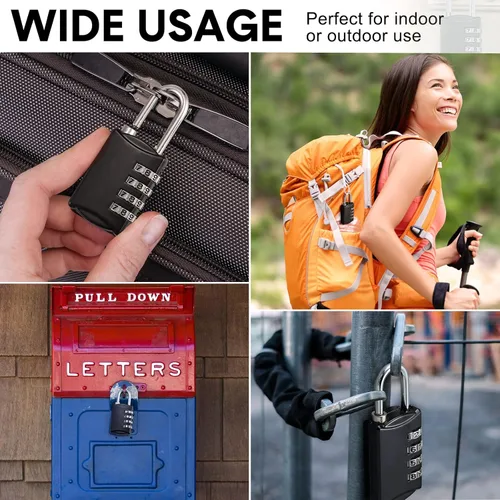 Vista 7 de 40 cerraduras de combinación de 4 dígitos, candado de combinación de candados para equipaje, cerraduras de número de equipaje, candado impermeable