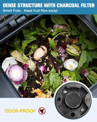 Vista 4 de Contenedor de compostaje aislado con sistema de ventilación, compostaje rápido durante todo el año, un depósito en la parte inferior para recoger