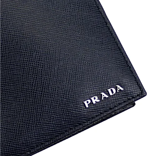 Vista 2 de Prada Billetera de cuero Saffiano azul para hombre 2m0738 Baltico+Nero, Azul (Báltico+nero), Bi-fold