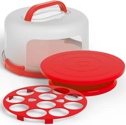 Vista 9 de Porta magdalenas con tapa y asa + placa de soporte para pasteles con cúpula Soporte redondo de 10 pulgadas para pasteles con tapa Contenedor