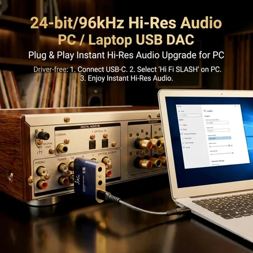 Vista 6 de Slash 6 LDAC Bluetooth DAC – aptX Adaptive/HD, USB y salida óptica, audio de alta resolución, amplificador de auriculares, adaptador inalámbrico