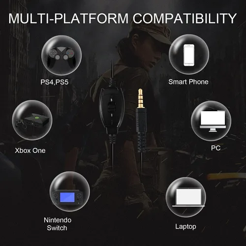 Vista 2 de Auriculares para juegos de PS5 PS4 Xbox PC auriculares para niños con micrófono para suministros escolares auriculares de juegos con cable