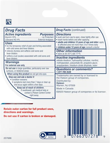 Vista 8 de Abreva Crema rápida para aliviar el dolor de herpes labial - 1 tubo, 0.11 oz