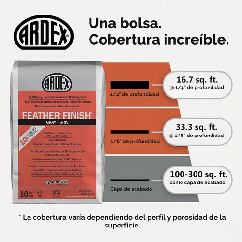 Vista 7 de Ardex Feather acabado secado automático Cemento Base Gris Pack de 4 bolsas 10 libras