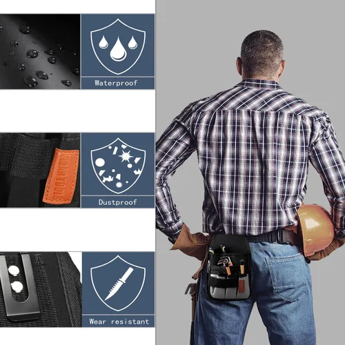 Vista 3 de VIDAR TOOLS Pequeña bolsa de herramientas con clip para cinturón, bolsas para cinturón de herramientas, bolsa de herramientas de electricista. Mini