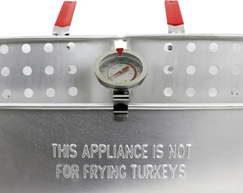 Vista 4 de Chard Freidora de pescado y alas para exteriores, doble cesta, 18 cuartos de galón, color negro