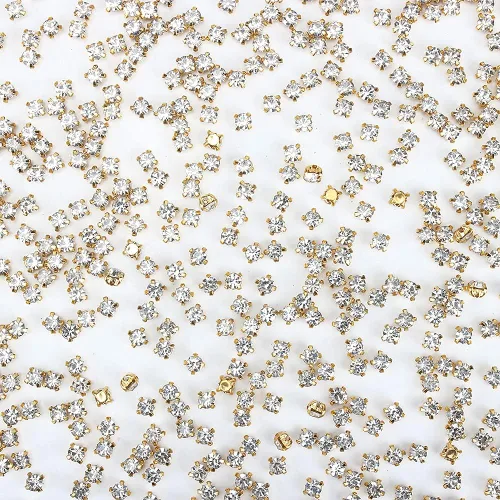 Vista 4 de olliBeads (TM) - 50 piezas de cristal con anillos de cristal checo con base de latón chapado en plata, color blanco, 0.394 in