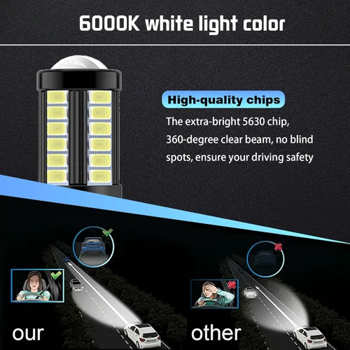 Vista 4 de Pack-2 Bombillas LED para automóvil, iluminación de 360 grados, luces antiniebla de 6000 K, luces de circulación diurna, luces de aluminio
