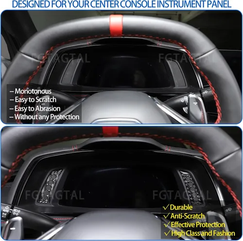 Vista 2 de Adhesivo suave de fibra de carbono para panel de instrumentos, compatible con Chevrolet Corvette C8 2020-2025, accesorios adhesivos para panel