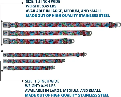 Vista 3 de Collar de perro con hebilla para cinturón de seguridad, 6 expresiones, flora tropical, burdeos, rojos, verdes, 11 a 17 pulgadas, 1.0 pulgadas