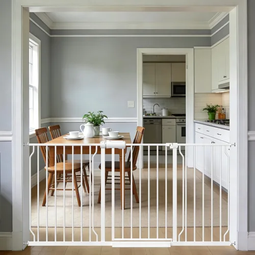 Vista 14 de Puerta extra ancha para bebé, 4.72 pulgadas, extensiones de paseo a través de la puerta del bebé, montaje a presión, cierre automático, puertas