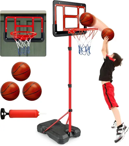 ShyLizard Regalos de juguete para niños de 3, 4, 5, 6, 7, 8 años, aro de baloncesto para niños, altura ajustable de 3.5 a 6.2 pies, mini aro de