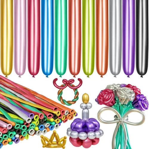 Vista 17 de LXZFCRG 260 Globos Negros Largos para Animales de Globo, 100pcs Globos para Torcer para Guirnalda de Globos Animales Modelado Cumpleaños Boda Fiesta