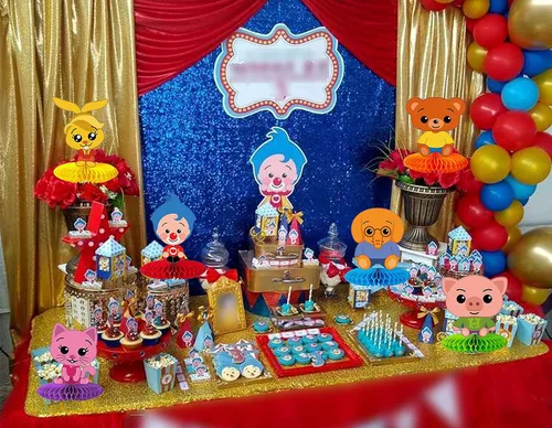Vista 5 de TUWUNA Juego de 6 centros de mesa Plim Plim Plim para centros de mesa Plim Plim Honeycomb para fiesta de cumpleaños Plim Plim suministros