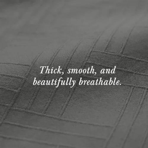 Vista 7 de Threadmill Sábanas para Cama Individual – 800 Número de Hilos Jacquard Celine Gris Oscuro, 100% Algodón Natural Juego de Cama de 3 Piezas a Rayas