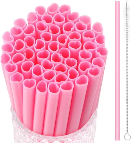 Vista 10 de JANYUN 30 piezas de pajitas de plástico reutilizables libres de BPA de 9" con impresión colorida, pajitas de plástico rígido con rayas para frasco