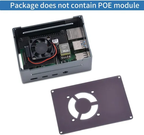 Vista 3 de GeeekPi Funda para Raspberry Pi 4, Pi 4 de aluminio con ventilador, disipador de calor Pi 4 para Raspberry Pi 4 Modelo B, carcasa alta compatible