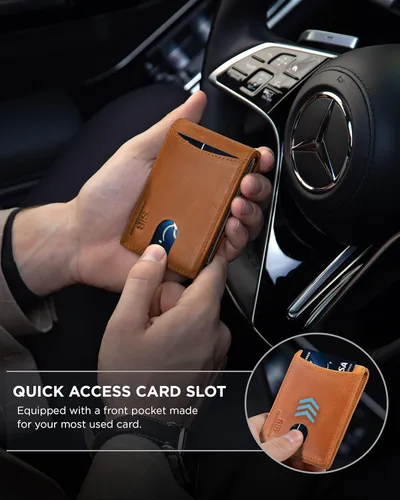 Vista 3 de SERMAN BRANDS RFID Blocking Slim Bifold Genuine Leather Minimalist Front Pocket Wallets for Men with Money Clip Thin Mens