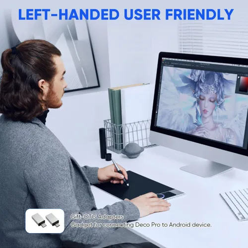 Vista 9 de XPPen Deco Pro MW Tabletas de dibujo Bluetooth de 11 pulgadas, tabletas de dibujo inalámbricas 8 tabletas de arte ExpressKeys personalizables con 2
