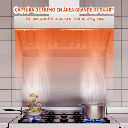 Vista 3 de VEVOR Campana de Escape Comercial, Campana de Escape de 8 Pies para Camión de Comida, Campana de Remolque de Concesión de Acero Inoxidable 201 con 4