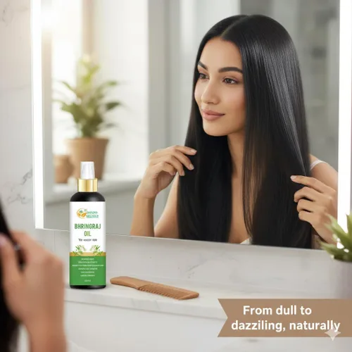 Vista 5 de Herbs Botanica Bhringraj Aceite para el crecimiento del cabello, aceite de hierbas ayurvédicas para el cabello con bhringraj, amla, aloe vera