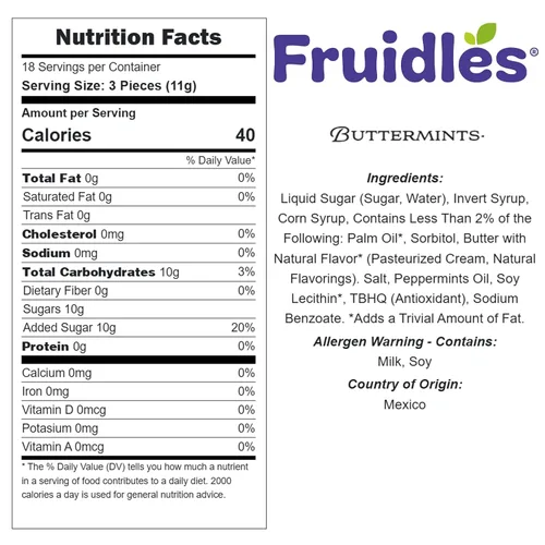 Vista 2 de Fruidles Big Dots - Caramelos de menta, menta para después de la cena, caramelo de menta y mantequilla, sin grasa, certificado Kosher, envueltos