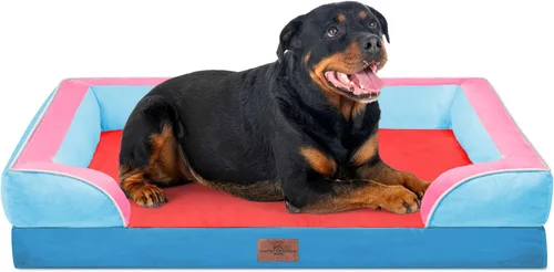 Vista 213 de Comfort Expression - Cama ortopédica para perros medianos de 30x20 pulgadas, cama impermeable de espuma de huevera para mascotas medianas