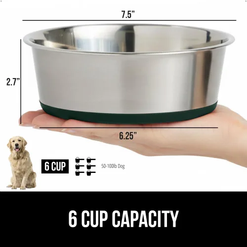 Vista 120 de GORILLA GRIP Juego de 2 cuencos para perros, con capacidad para 8 tazas (64 onzas líquidas), cuenco de metal resistente para alimentos y agua
