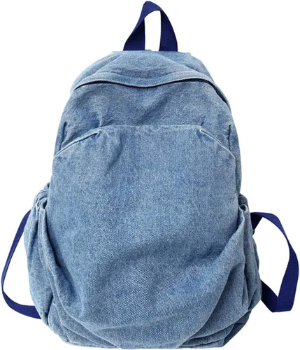 Vista 32 de MaxxCloud Mochila vintage de mezclilla para computadora portátil, estilo casual, de lona, ligera, bolsa de hombro