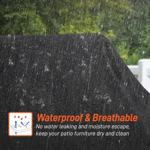 Vista 5 de Arcedo Paquete de 2 fundas para sillas de patio con respaldo alto, fundas impermeables para sillas de comedor al aire libre para asientos de muebles