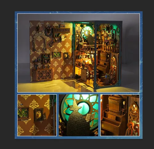 Vista 5 de Kit de rincón de libros 3D DIY – Kit de casa en miniatura para adultos, adolescentes y principiantes, casa de muñecas, biblioteca, biblioteca