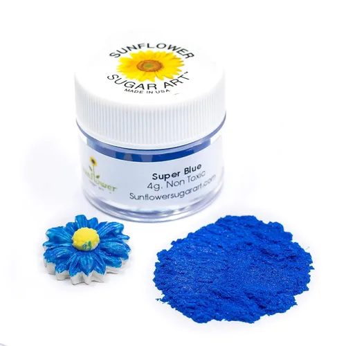 Sunflower Sugar Art Super Blue Luster Dust Colorante alimentario – Polvo metálico súper azul brillante para decoración de pasteles, chocolates,