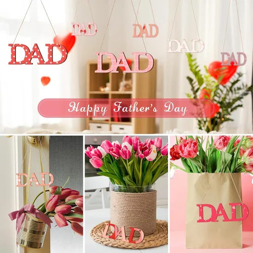 Vista 221 de Adornos de Letras de Madera PAPÁ para Pintar de 7 Pulgadas, Tamaño Grande, Recorte de Papi de Madera para el Día del Padre, DIY en Blanco, Madera