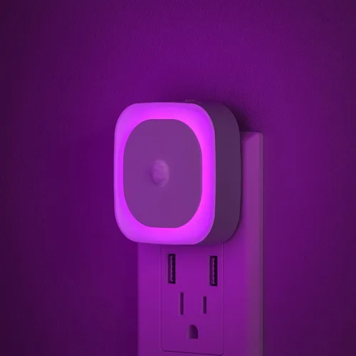 Vista 12 de YUNLEX Paquete de 2 luces nocturnas enchufables con sensor de movimiento y sensor de atardecer a amanecer, 3 modos de sensor, luces nocturnas azules