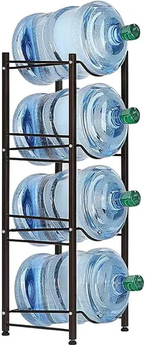 Vista 5 de SEHERTIWY Soporte para jarra de agua de 3 niveles, soporte para botella de agua de 5 galones, color marrón oscuro