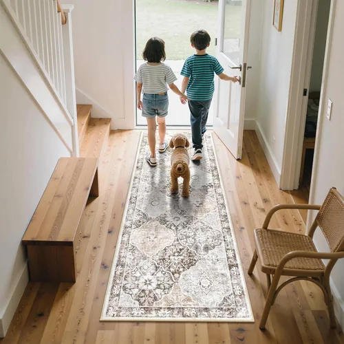 Vista 2 de Ileading Alfombras lavables para pasillo, 2 x 6, antideslizantes, para entrada, cocina, baño, dormitorio, lavandería, sala de estar, alfombra larga