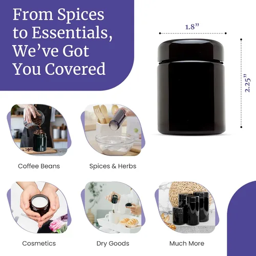 Vista 3 de Infinity Jars Tarro de rosca de vidrio ultravioleta negro alto de 1.7 fl oz (1.7 fl oz)