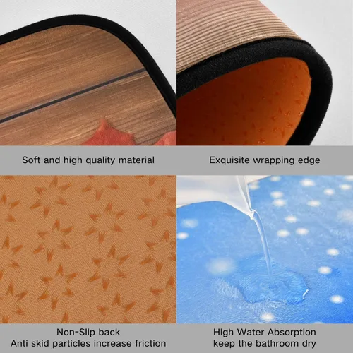 Vista 4 de xigua Kitchen Rugs 2 Piece Waterproof Non Slip Kitchen Mat Maple Leaves on Wood Kitchen Rug Set for Sink Office Kitchen Cafe, 19.7"x47.2"+19.7"x27.6